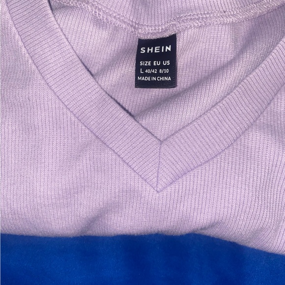 Shein purple cropped fitted V-neck in good condition. (Worn:0) - Picture 2 of 2